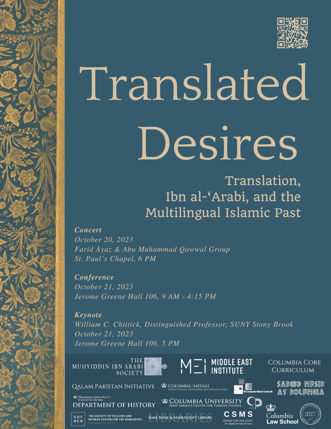 Poster for Translated Desires: Translation, Ibn al-ʿArabī, and the Multilingual Islamic Past